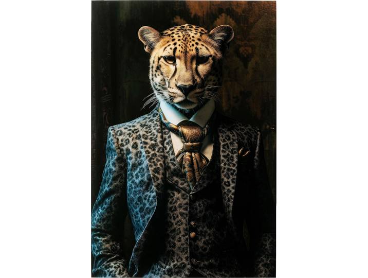 Glasbild KARE DESIGN Mister Leo 40x30cm , bunt (farbe bild(er): mehrfarbig), B:30cm H:40cm T:0,4cm, Glas, Polypropylen, Bilder, Glasbild