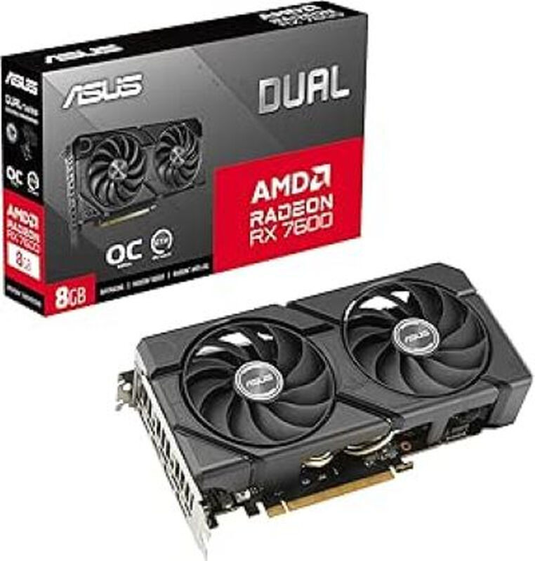 Asus DUAL-RX7600-O8G-EVO videokaart 8GB GDDR6 HDMI DP