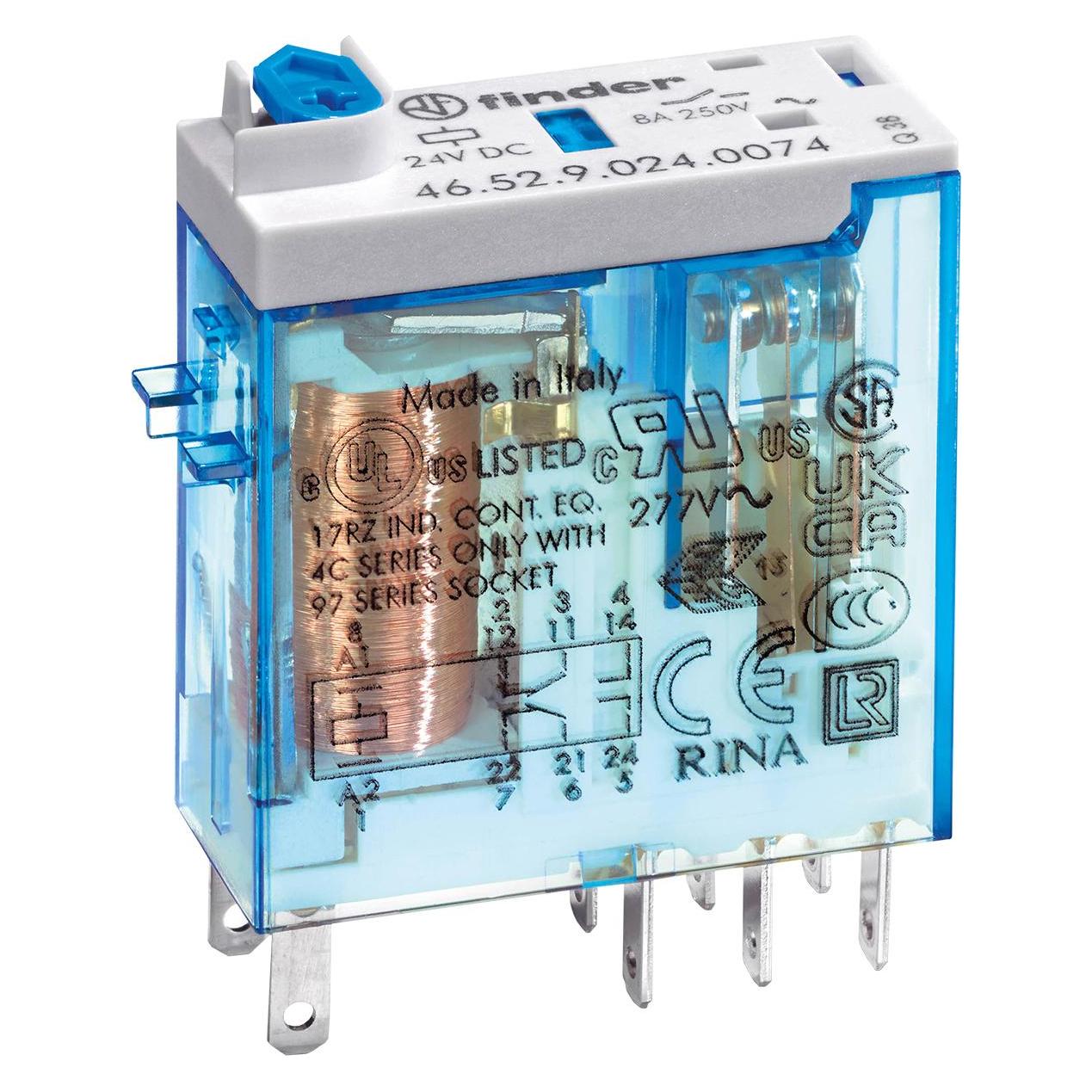 Finder Relais 8A 12VDC 2-Wechsler mit LED (46.52.9.012.0074)