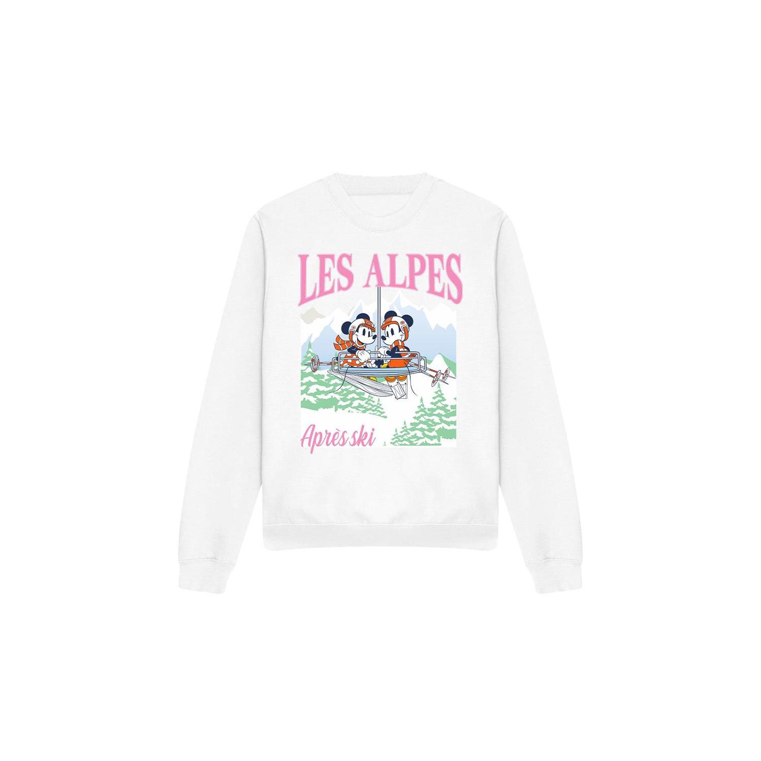 Disney Volwassen uniseks Les Alpes Mickey Mouse Sweatshirt (Wit)