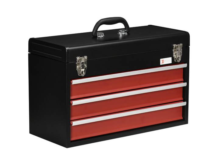 Durhand Werkzeugkasten Werkzeugkoffer ohne Werkzeug mit 3 Schubladen und Schloss Stahl, Schwarz, Metall, 22x32x51 cm, Freizeit & Co, Heimwerken, Werkstatteinrichtung, Werkzeugkoffer und Werkzeugboxen