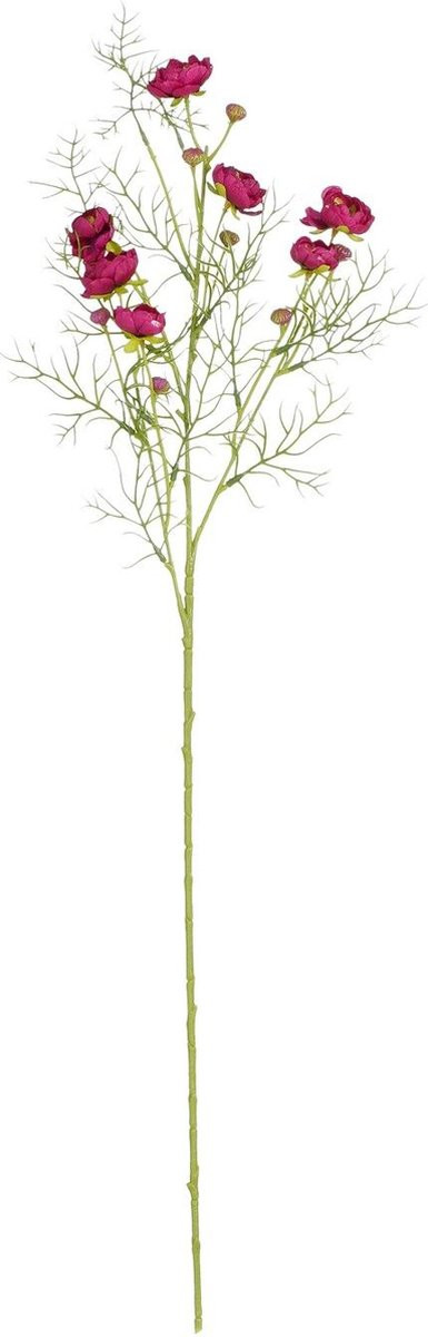Mica Decorations Ranunculus Kunstbloem - Donkerrood - Lengte: 74 cm