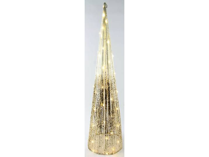 LED-Dekofigur I.GE.A. LED-Weihnachtspyramide , gold, B:20cm H:80cm Ø:20cm, Metall, Dekofiguren, LED-Dekofigur, mit Timer Leuchtpyramide Weihnachtsbaum Tannenbaum Weihnachtsdeko Deko