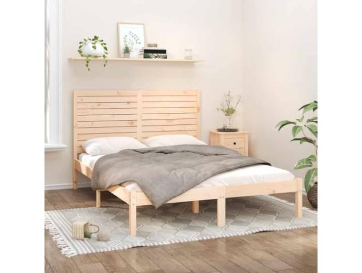 RJPLMFV Bettgestell, Massivholz, 120 x 200 cm, ohne Matratze Massivholz, Kopfteil inklusive, Lattenrost, rustikales Design, für Schlafzimmer