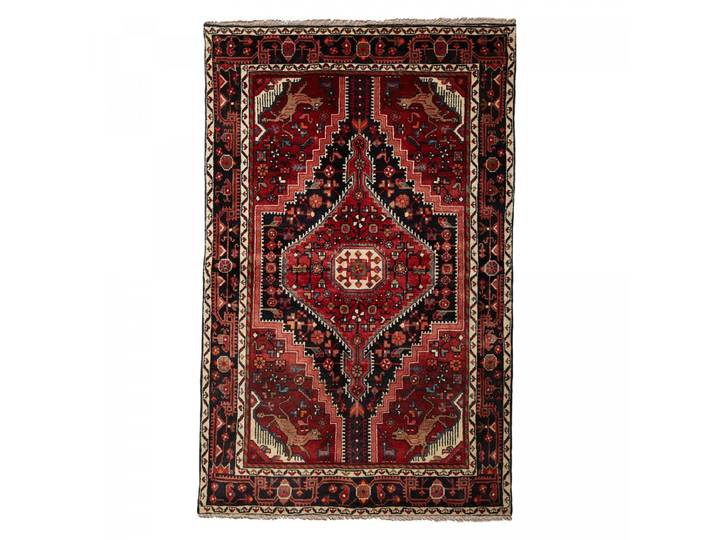 Tapis D'Orient 140 X 220 Cm\, Motif Oriental\, Laine Naturelle\, Bordeaux\, Noir Et Rouge\, Artisanat Iranien