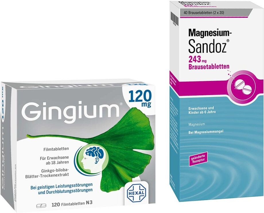 Gingium 120 mg Fta 120 stk + Magnesium Sandoz 243 mg Bta 40 stk