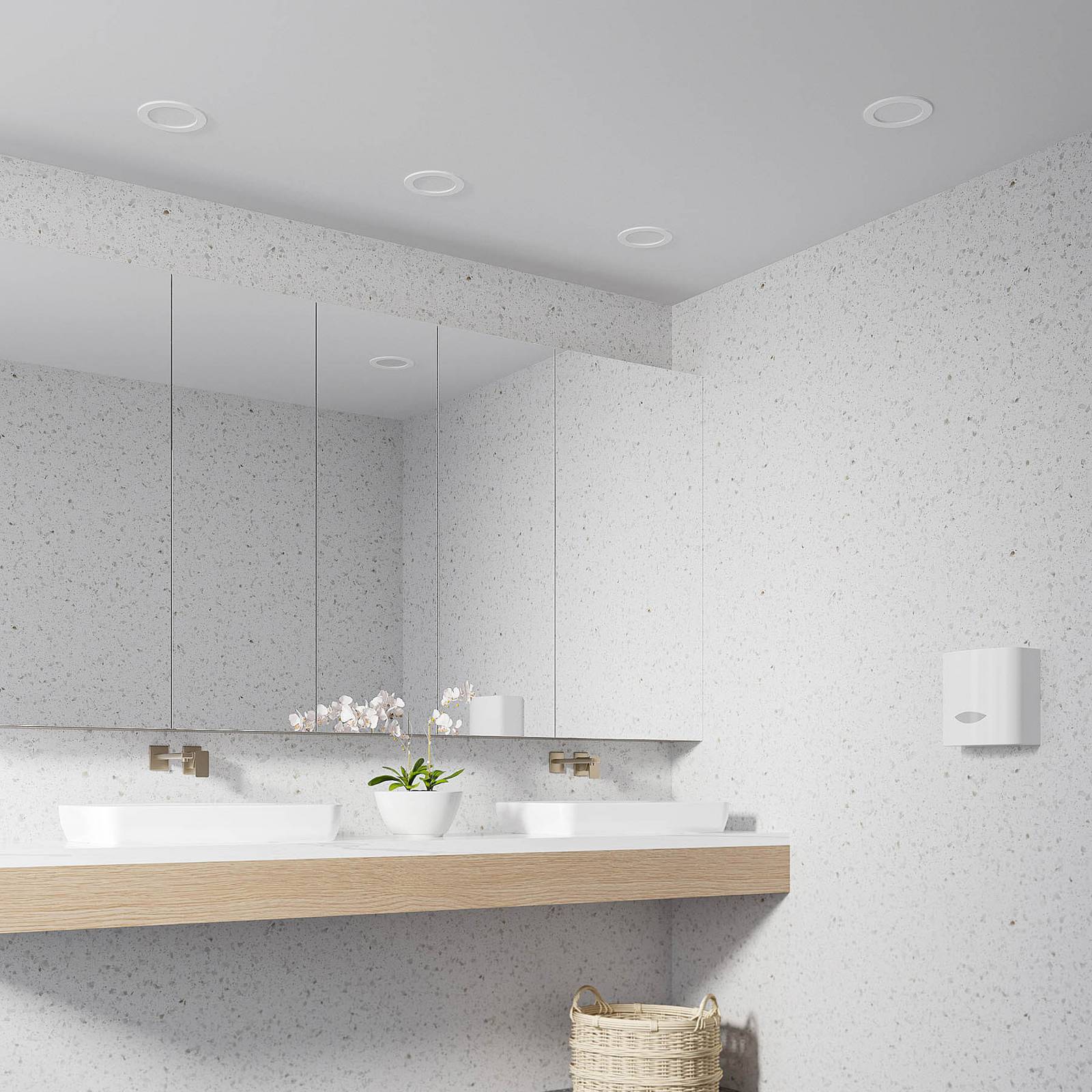 Prios Luci LED da incasso Cadance, bianco, 17 cm, set di 3, CCT Cadance PRIOS, dimmerabile, Bianco / Opale, Bagno, Alluminio, Moderno