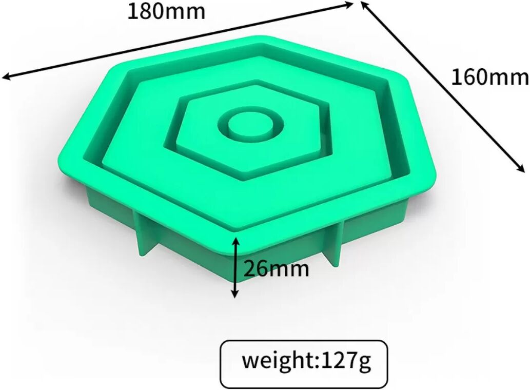 INF Sechseckiges Silikon-Kerzen-Tablett – Hexagonaler Kerzenhalter mit Wachsauffangfunktion für Tischkerzen Grün