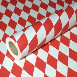 JUNOPAX Geschenkpapier Raute rot-weiß 50m x 0,40m, nassfest