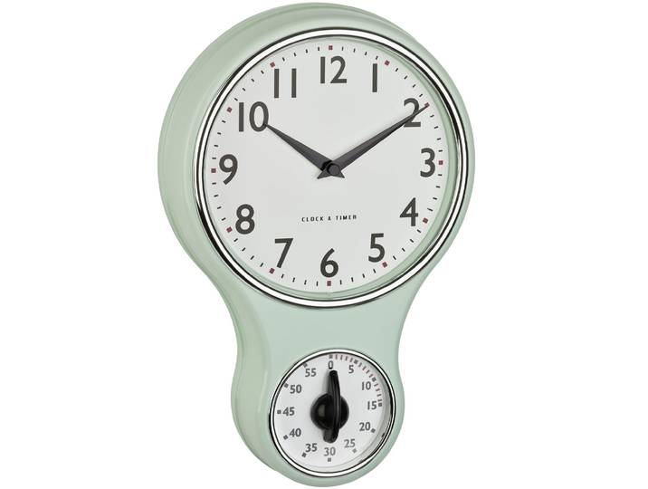 Retro Küchenuhr, H 30 cm, mint-grün, batteriebetrieben
