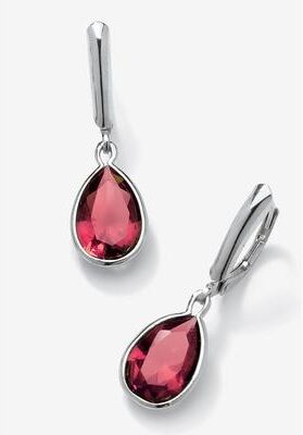 Sterling Silver Drop Earrings Pear Cut Simulated Birthstones by PalmBeach Jewelry in July