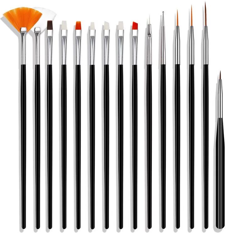 INF Professionelles 15-teiliges Nailart-Pinselset Schwarz