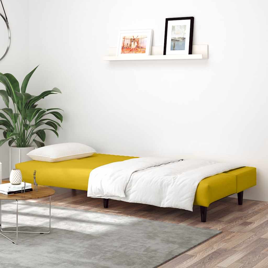 vidaXL Canapé-lit 2 places jaune velours