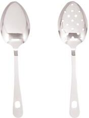 HIC Kitchen Serving Spoon Set, Japanese Stainless Steel, Solid and Pierced Spoons, Set of 2