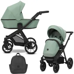 Kunert, Kinderwagen, BRAV 2in1 Kinderwagen in Grün mit schwarzem Rahmen, Gelrädern und modernem Design