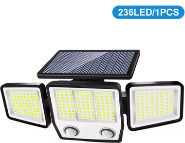 Inspire Curations 3 Head Solar Motion Sensor Flood Light 236 LED Waterproof Outdoor Security Lamp 236led 1pc
