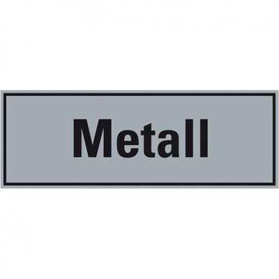 Aufkleber I Hinweisschild Metall, grau/schwarz, Folie, selbstklebend, 297x105mm