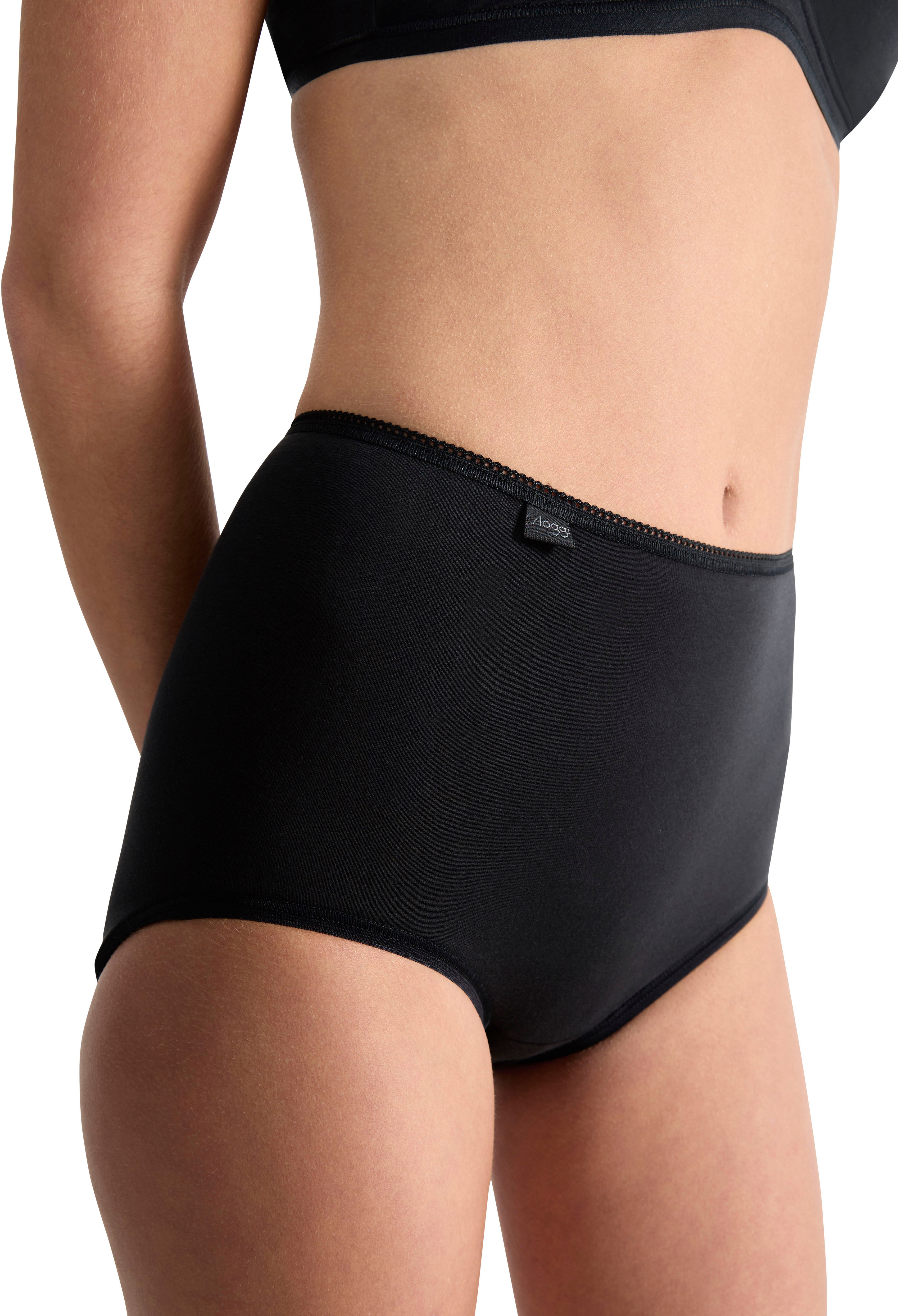 Maxislip SLOGGI "24/7 Cotton", Damen, Gr. 40, Jersey, schwarz, Jersey, Obermaterial: 96% Baumwolle, 4% Elasthan (LYCRA), körpernah, Unterhosen Maxislip, höher geschnittene Passform, elastisch, Spitze, blickdicht, weich schwarz 40, Jersey
