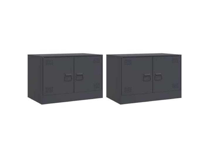 LKJephalotrope TV-Schrank 2er Set Anthrazit 67x39x44 cm Metall Lowboard Kompakter Stahl-Fernsehtisch für Wohnzimmer & Schlafzimmer: 70 kg Belastbarkeit, 2 Türen für ordentlichen Stauraum.