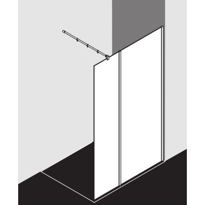Kermi Walk-In XB Glasanlage XBWIW12020VAK 118-120 x 200 cm, silber hochglanz, ESG klar, 90Grad Stabilisierung rund