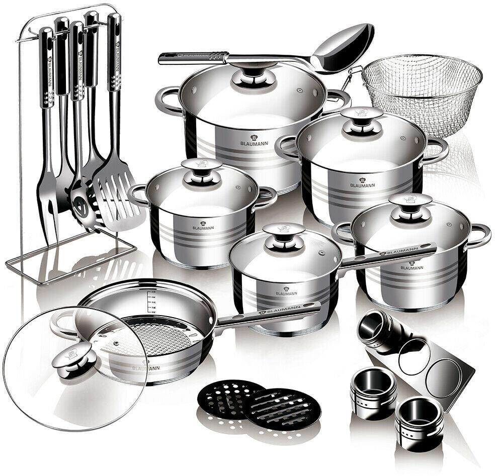 Blaumann 26 - Piece Non-Stick Stainless Steel Cookware Set Silver 26