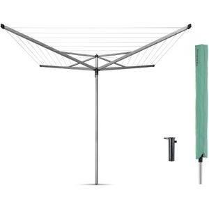 Brabantia Wäschespinne Essential, 323201, silber, 40m Leinenlänge, mit Bodenhülse, inkl. Schutzhülle