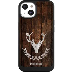 Nivocase Hülle für Apple iPhone 13 Handyhülle NIVOcore Case Schwarz Hirsch Holz Holzoptik (Apple iPhone 13), Smartphone Hülle, Schwarz
