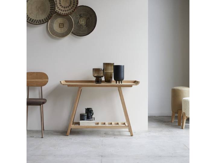 Hohe Konsole aus massivem Teakholz - Natur - Teak