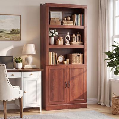 Rackcog 71 Inch Tall Open Display Bookhelves with Closed Storage Cabinet, Freestanding Bookcase/ Kitchen Pantry/ Laundry organizer