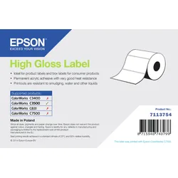 EPSON Endlosetiketten High Gloss Die-Cut Roll Label, 102x76mm, weiß, hochglänzend, 415 Etiketten