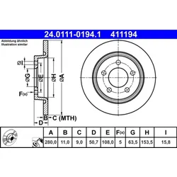 Bremsscheibe ATE 24.0111-0194.1 für Ford Transit Connect V408