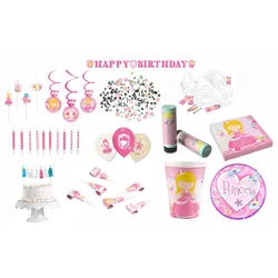 Amscan Prinzessin - großes Kindergeburtstags-Set III (77-teilig)