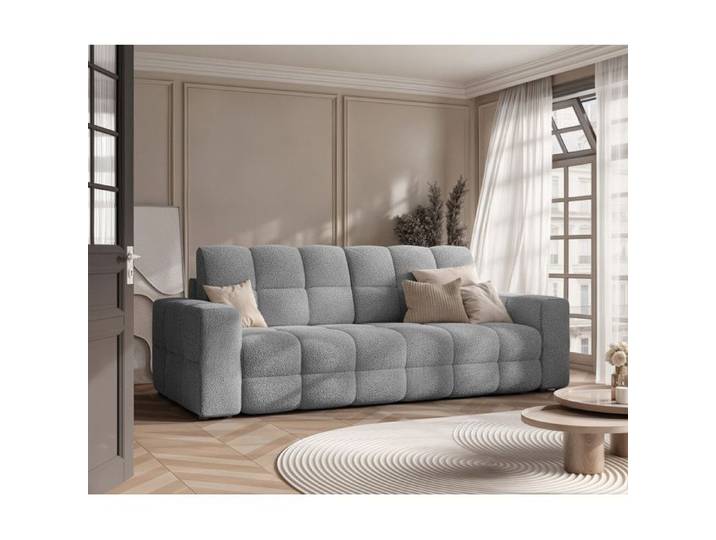 Canape Convertible MOLLY - 3 places - Coffre de rangement - Tissu doux au toucher - Gris foncé