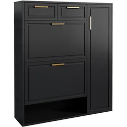 SCHUHSCHRANK mit verstellbaren Regalen und Schubladen, Schwarz