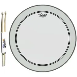 Remo Powerstroke 3 Clear Tom Fell 18 Zoll mit Sticks (Snare, Tom), Drumhead, Transparent