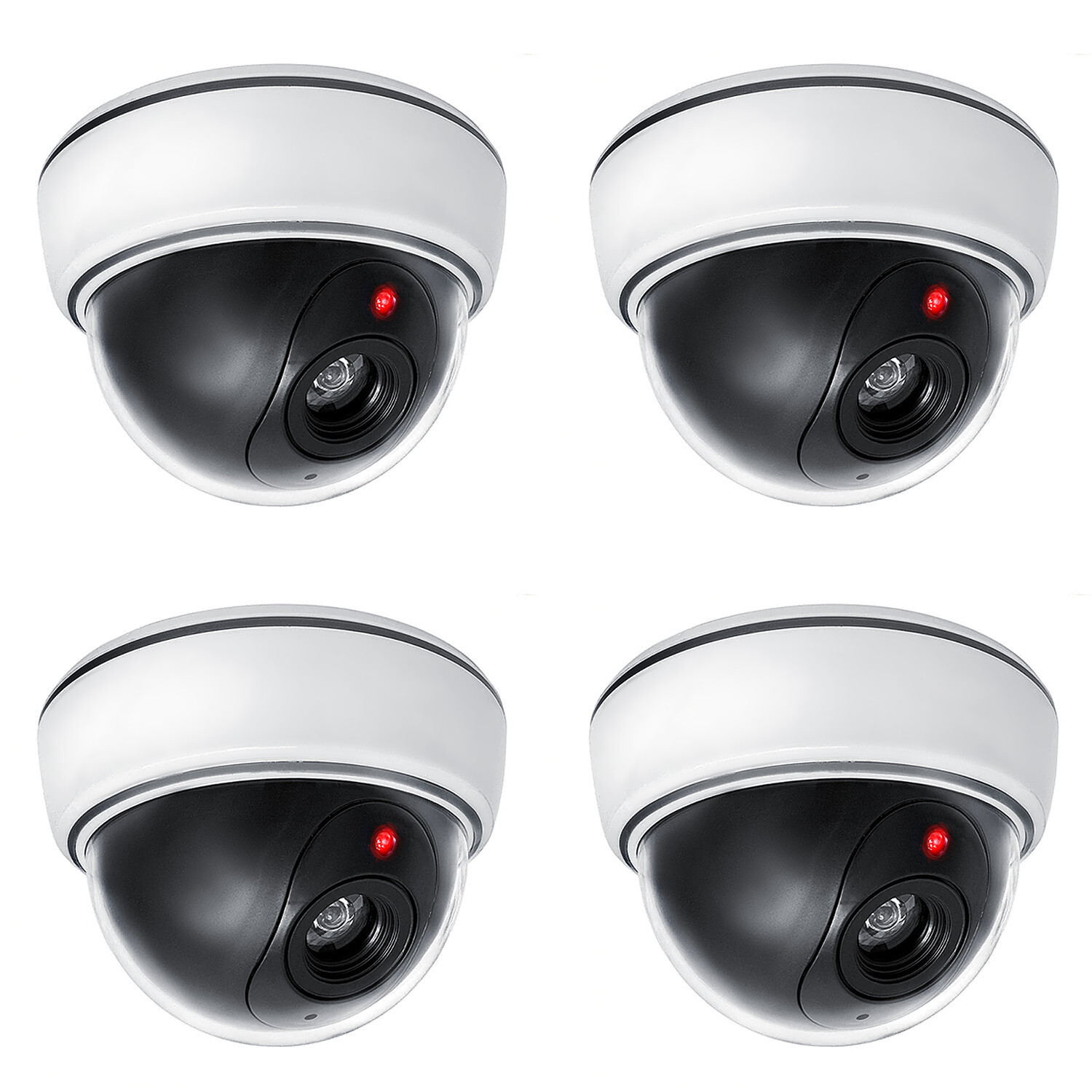 Set van 4 Maclean namaak koepelcamera's met knipperende LED-verlichting