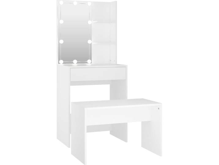 vidaXL Ensemble de coiffeuse avec LED Blanc Bois composite