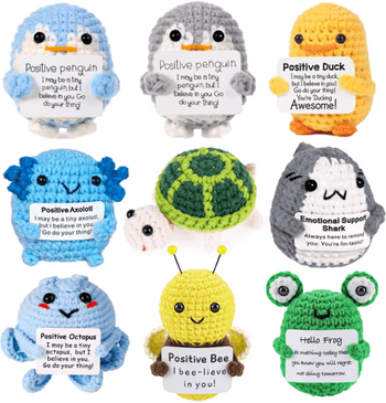 Inspire Picks Handmade Crochet Plush Toy Cute Emotional Support Desk Decor Gift h4