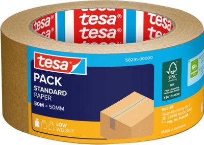 tesa® Packband Paper Standard ecoLogo, robust, 1 Rolle mit L 50 m x B 50 mm, FSC®-Papier & Naturkautschuk, braun