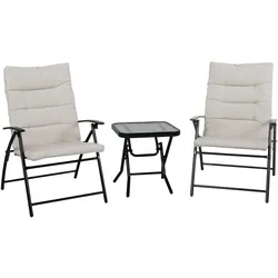 SVITA VENTURA Sitzgruppe 3-tlg. gepolstert Klappstühle Klapptisch Metall Beige