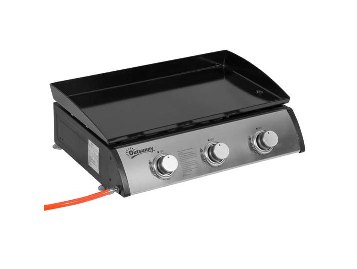ComfortXL Gasgrill mit 3 brennern De-10035 Silber, Schwarz, Metall, 48x21x63 cm, Grills, Gasgriller