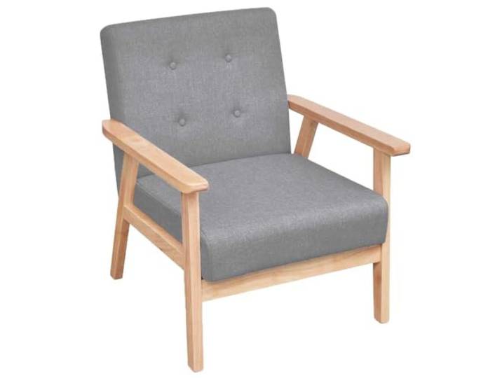 HEFZGDB Retro-Stil Sessel Hellgrau Stoff Bezug mit Robustem Holzgestell und Dicker Schaumstoff Polsterung für Wohnzimmer Esszimmer Komfort