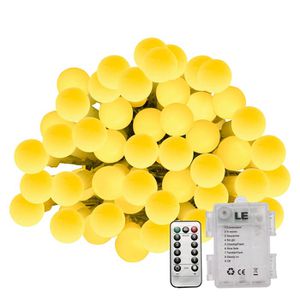 Lepro Lichterkette 4300025ww, Batteriebetrieb, Innen & Außen, Kugel-Lichterkette, warmweiß, mit Fernbedienung, 50 LED, 5,6 m
