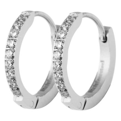 Klappcreolen ADELIA´S "Ohrringe – Klappcreole aus Edelstahl mit Strass Steinchen", Damen, Gr. Damen, Edelstahl, silber, Ohrringe Klappcreolen, Geschenkidee: zeitlos und vielseitig