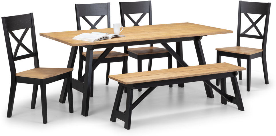 Latitude Run Mulford 6 - Person Rubberwood Solid Wood Dining Set Oak 6