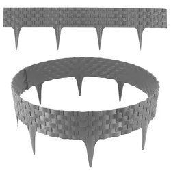 Rasenkante Rattanoptik I Grau I 8x80 cm Module I Kunststoff Beeteinfassung für B...