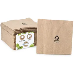 BIOZOYG 500 Stück Servietten 20x20cm Papierservietten, Einwegservietten, 2-lagig, 1/4 Falz, aus Recyclingpapier, ideal für Gastronomie und Events