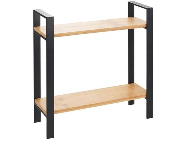 Küchenregal WENKO Modell Lou , schwarz, H:33cm, Bambus, Metall, Regale, Küchenregal, mit 2 Ablagen aus Bambus, stehendes Regal für die Arbeitsplatte