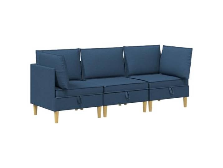 PUGYNBK Modulares Sofa-Set mit Aufbewahrung, 3-teilig, Blau Bezug aus Polyester, Rahmen aus Sperrholz, abnehmbare Kissen, flexibles Design