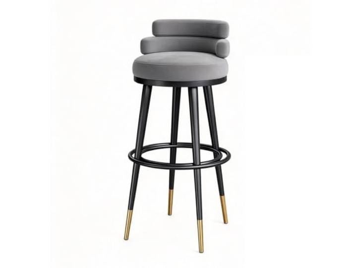 Guyifuny Barhocker für Hausbar Samt Niedrige Rückenlehne Samtbezug auf hochdichtem Schaum, niedrige Rückenlehne, Metallgestell mit Fußstütze, für Küche(Grey,25.6in Black)